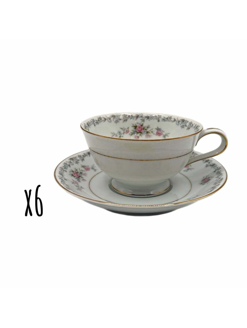 Set of 6 Vintage Noritake Barton Tea Cup & Saucer Sets